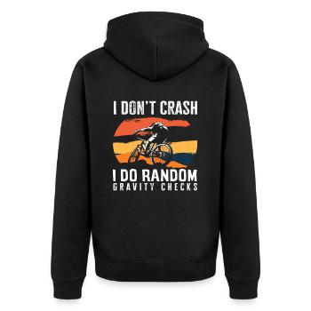 I don't fall, I do random - Unisex Premium Organic Zip Hoodie - black - Back - Nico (187cm)
