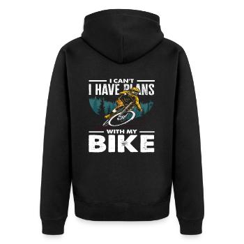 J’ai des projets avec mon vélo - Veste à capuche bio Premium Unisexe - noir - Dos - Nico (187cm)