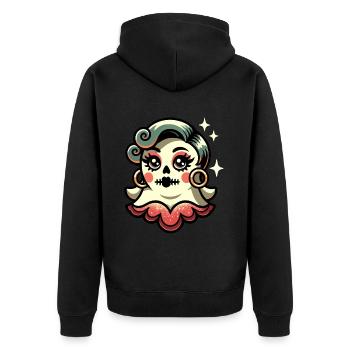 Funny Glamour Ghoul Flashy Halloween Girl - Unisex Premium Organic Zip Hoodie - black - Back - Nico (187cm)