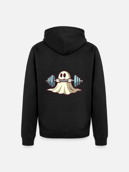 Bodybuilding Ghost Funny Gym Ghost - Unisex Premium Organic Zip Hoodie - black
