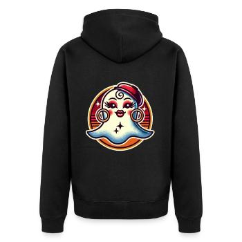 Funny Glamour Ghoul Flashy Halloween Girl - Unisex Premium Organic Zip Hoodie - black - Back - Nico (187cm)