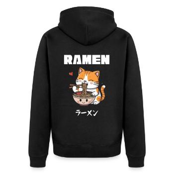 Ramen Nouilles Chibi Asie Chats Nouilles Soupe Anime - Veste à capuche bio Premium Unisexe - noir - Dos - Nico (187cm)