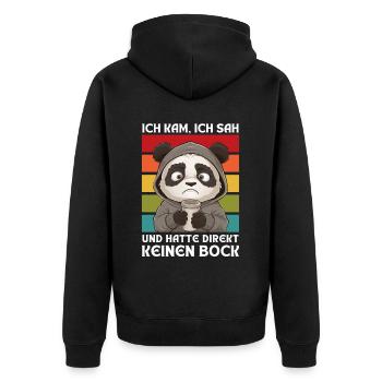Funny Gift Panda Funny Humor Lazy Fun - Unisex Premium Organic Zip Hoodie - black - Back - Nico (187cm)