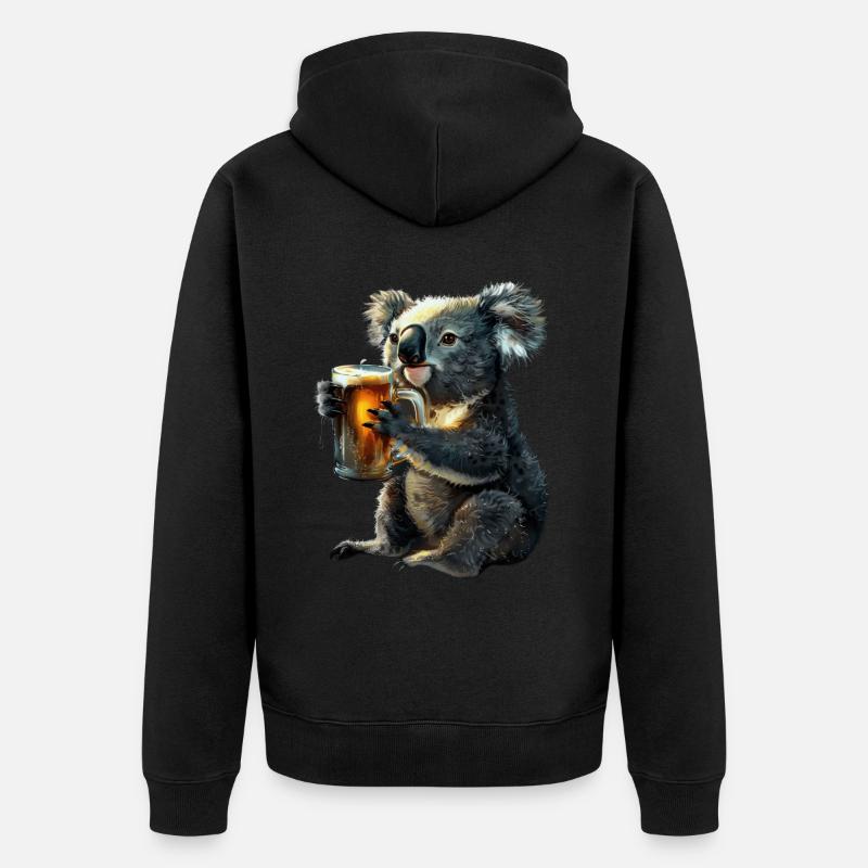 Koala - Unisex Premium Bio Zip Hoodie - Schwarz