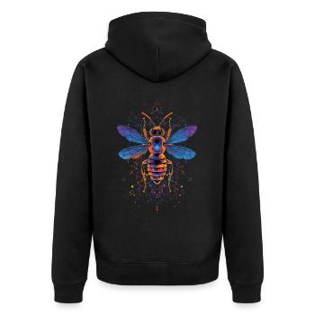 Bee - Unisex Premium Organic Zip Hoodie - black - Back - Nico (187cm)