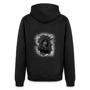mystical, spiritual, shaman, shaman, indigenous - Unisex Premium Organic Zip Hoodie - black - Back - Nico (187cm)
