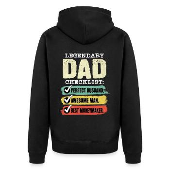 Papa Geldverdiener Vatertag - Unisex Premium Bio Zip Hoodie - Schwarz - Hinten - Nico (187cm)