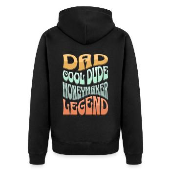Dad Money Earner - Unisex Premium Organic Zip Hoodie - black - Back - Nico (187cm)