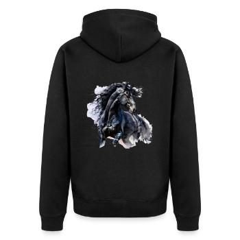 friesian horse - Unisex Premium Bio Zip Hoodie - Schwarz - Hinten - Nico (187cm)
