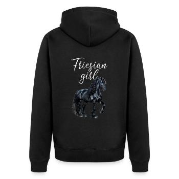 friesian horse - Unisex Premium Bio Zip Hoodie - Schwarz - Hinten - Nico (187cm)