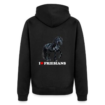 friesian horse - Unisex Premium Bio Zip Hoodie - Schwarz - Hinten - Nico (187cm)