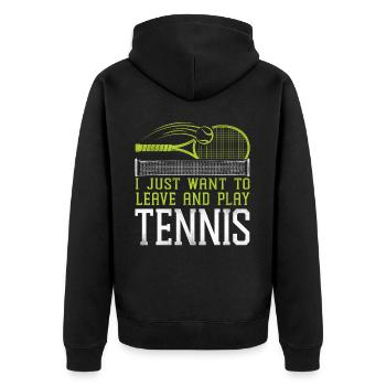 Funny Tennis Player Racket I Just - Unisex Premium Bio Zip Hoodie - Schwarz - Hinten - Nico (187cm)