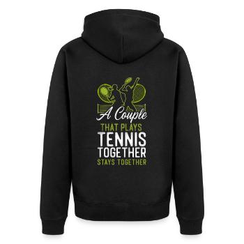 Funny Tennis Player Racket Couple - Unisex Premium Bio Zip Hoodie - Schwarz - Hinten - Nico (187cm)