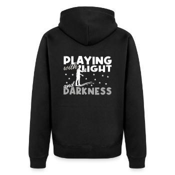 Handschattenpuppenspiel Puppen - Unisex Premium Bio Zip Hoodie - Schwarz - Hinten - Nico (187cm)