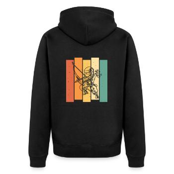 Bogenschießen Bogensport Bogenschütze - Unisex Premium Bio Zip Hoodie - Schwarz - Hinten - Nico (187cm)