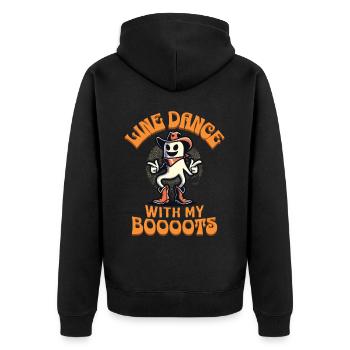 Cowboy With Boots Line Dance Ghost Vintage Retro - Unisex Premium Organic Zip Hoodie - black - Back - Nico (187cm)