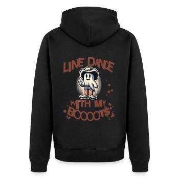 Cowboy Mit Boots Line Dance Gespenst - Unisex Premium Bio Zip Hoodie - Schwarz - Hinten - Nico (187cm)