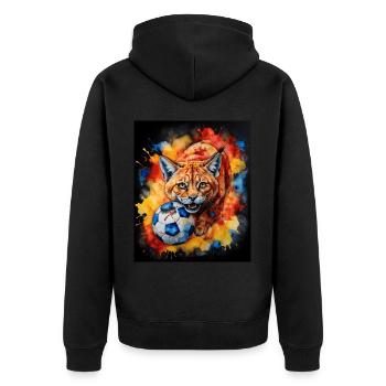 Lynx Football Colorful Romania Romania Design Print - Unisex Premium Organic Zip Hoodie - black - Back - Nico (187cm)