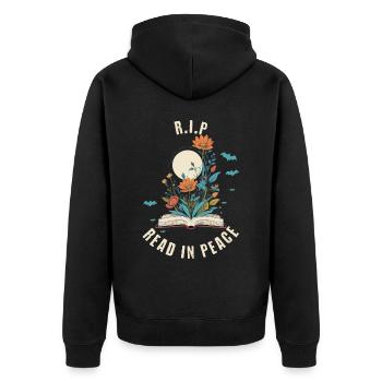Drôle Livre Amoureux Design Effrayant Halloween - Veste à capuche bio Premium Unisexe - noir - Dos - Nico (187cm)