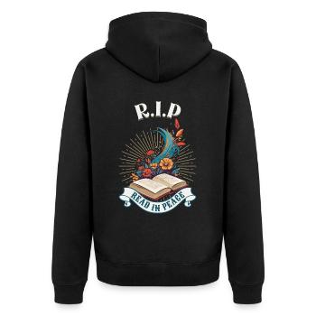 Drôle d’amateur de livres Design Lire en paix - Veste à capuche bio Premium Unisexe - noir - Dos - Nico (187cm)
