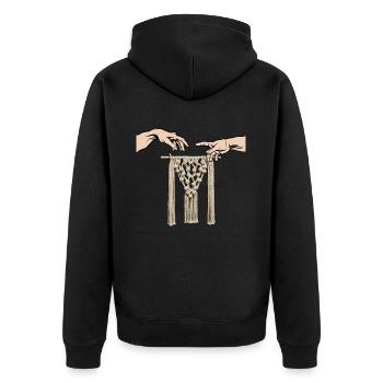 Kreative Makramee-künstlerin Lustige Makramee - Unisex Premium Bio Zip Hoodie - Schwarz - Hinten - Nico (187cm)