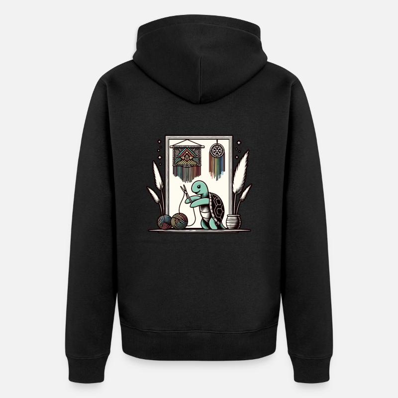 Funny Macrame Turtle Artist Macrame - Unisex Premium Organic Zip Hoodie - black