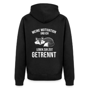 Lazy Tshirt Work Fox Funny Sarcasm Office - Unisex Premium Organic Zip Hoodie - black - Back - Nico (187cm)