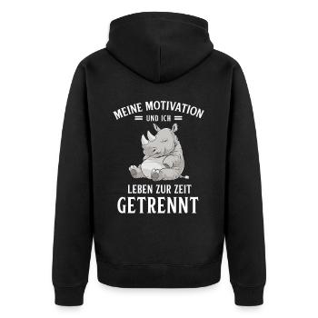 Lazy Tshirt Work Rhino Funny Sarcasm Office - Unisex Premium Organic Zip Hoodie - black - Back - Nico (187cm)