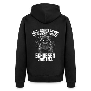 Bear, Irony, Funny, Work, Funny, Sarcasm, Antisocial - Unisex Premium Organic Zip Hoodie - black - Back - Nico (187cm)