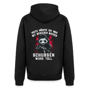 Bear, Irony, Funny, Work, Funny, Sarcasm, Antisocial - Unisex Premium Organic Zip Hoodie - black - Back - Nico (187cm)