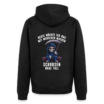 Naughty Irony Funny Work Funny Sarcasm Antisocial - Unisex Premium Organic Zip Hoodie - black - Back - Nico (187cm)