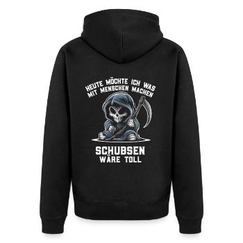 Naughty Irony Funny Work Funny Sarcasm Antisocial - Unisex Premium Organic Zip Hoodie - black - Back - Nico (187cm)