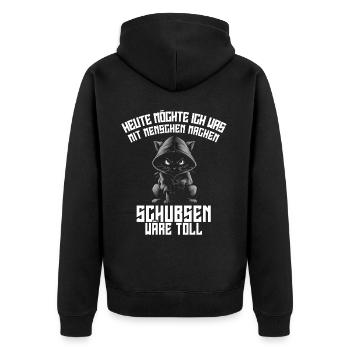 Ironie Travail drôle Chat Drôle Sarcasme Antisocial - Veste à capuche bio Premium Unisexe - noir - Dos - Nico (187cm)