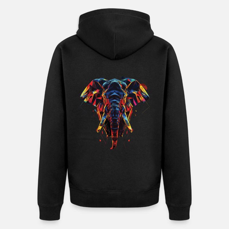 Elefant - Unisex Premium Bio Zip Hoodie - Schwarz