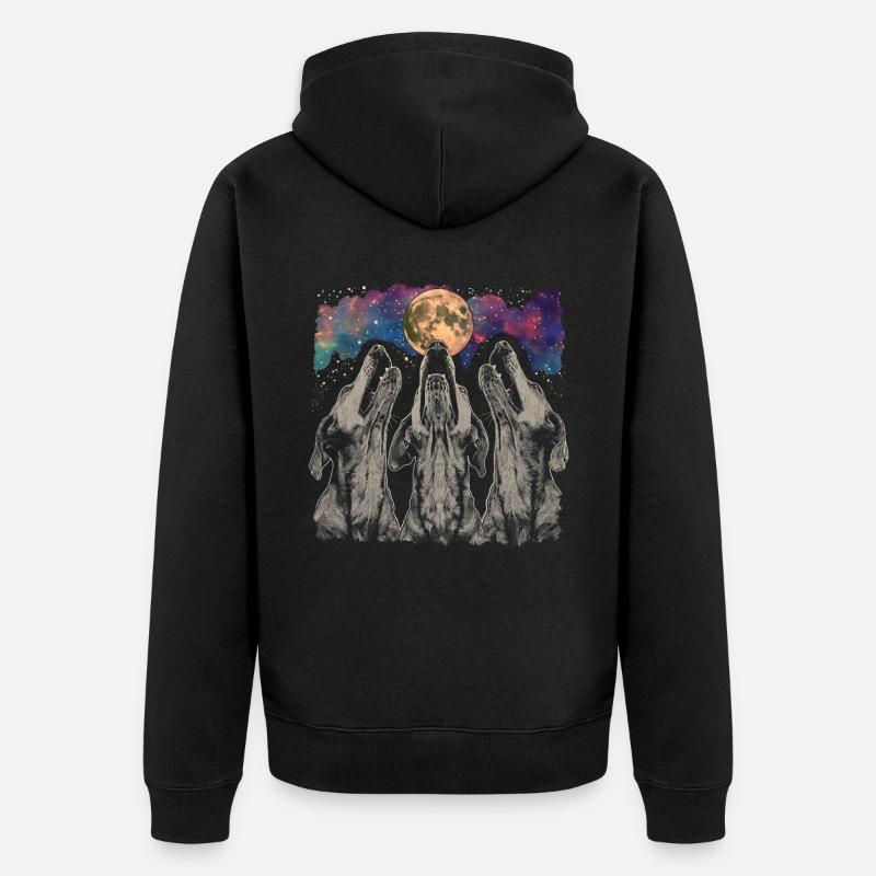 Limier Chien Lune Hurlante - Veste à capuche bio Premium Unisexe - noir