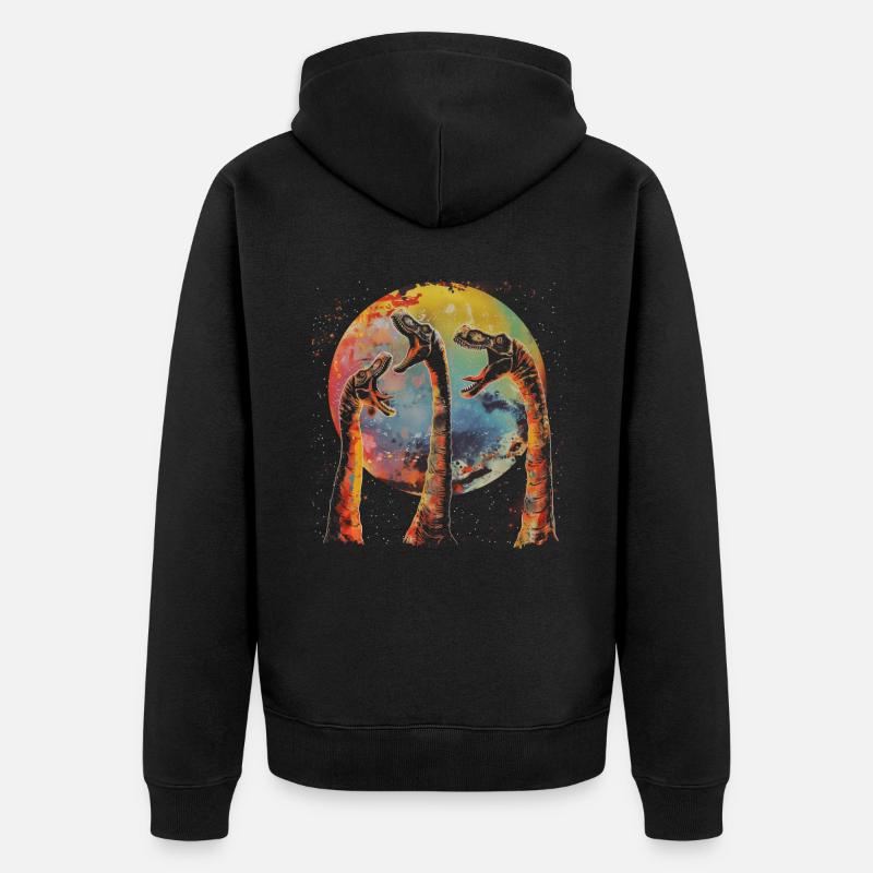 Brachiosaure dinosaure lune hurlante - Veste à capuche bio Premium Unisexe - noir