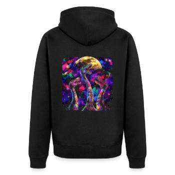 Brachiosaure dinosaure lune hurlante - Veste à capuche bio Premium Unisexe - noir - Dos - Nico (187cm)