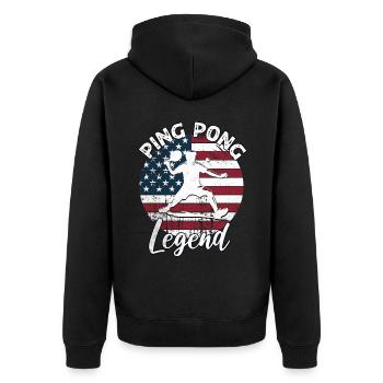 Ping Pong Tischtennis - Unisex Premium Bio Zip Hoodie - Schwarz - Hinten - Nico (187cm)