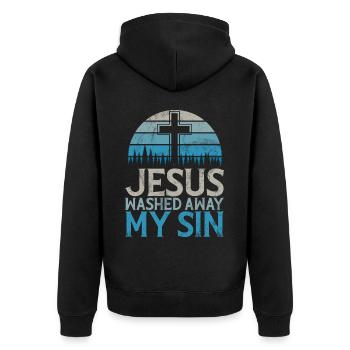 Taufe Getaufte Christliche Jesusgott -Bibel - Unisex Premium Bio Zip Hoodie - Schwarz - Hinten - Nico (187cm)