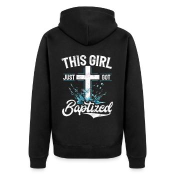 Taufe Getaufte Christliche Jesusgott -Bibel - Unisex Premium Bio Zip Hoodie - Schwarz - Hinten - Nico (187cm)