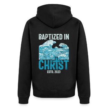 Taufe Getaufte Christliche Jesusgott -Bibel - Unisex Premium Bio Zip Hoodie - Schwarz - Hinten - Nico (187cm)