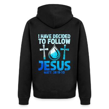 Taufe Getaufte Christliche Jesusgott -Bibel - Unisex Premium Bio Zip Hoodie - Schwarz - Hinten - Nico (187cm)