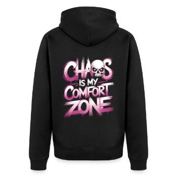 Le chaos est mon domaine de bien-être - Veste à capuche bio Premium Unisexe - noir - Dos - Nico (187cm)