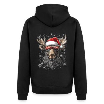 Christmas Christmas Motif Moose - Unisex Premium Organic Zip Hoodie - black - Back - Nico (187cm)