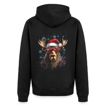 Cool Moose Christmas Christmas Motif - Unisex Premium Organic Zip Hoodie - black - Back - Nico (187cm)