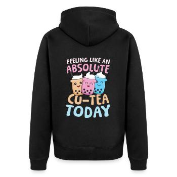 Feeling like an absolute cu-tea Bubble Tea - Unisex Premium Bio Zip Hoodie - Schwarz - Hinten - Nico (187cm)