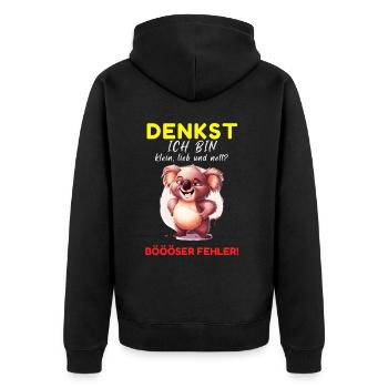 Koala Tshirt Kids Women Funny Small Sarcasm - Unisex Premium Organic Zip Hoodie - black - Back - Nico (187cm)
