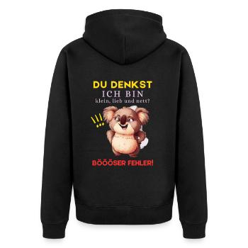 Koala Tshirt Kids Women Funny Small Sarcasm - Unisex Premium Organic Zip Hoodie - black - Back - Nico (187cm)