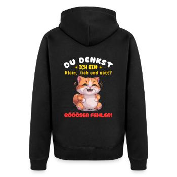 Cat Tshirt Kids Women Funny Small Sarcasm - Unisex Premium Organic Zip Hoodie - black - Back - Nico (187cm)