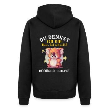 Koala Tshirt Kids Women Funny Small Sarcasm - Unisex Premium Organic Zip Hoodie - black - Back - Nico (187cm)